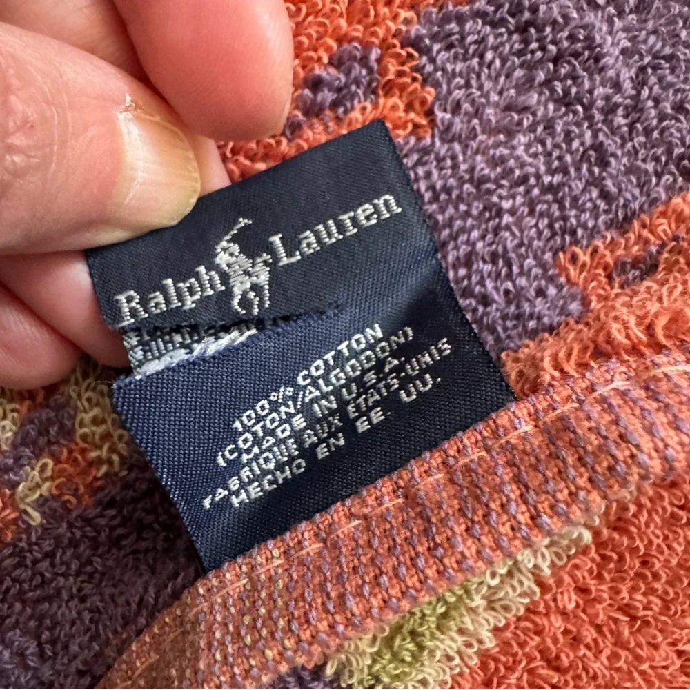 Vintage Ralph Lauren Geometric Patterned Southwest Cotton Towel USA Deadstock